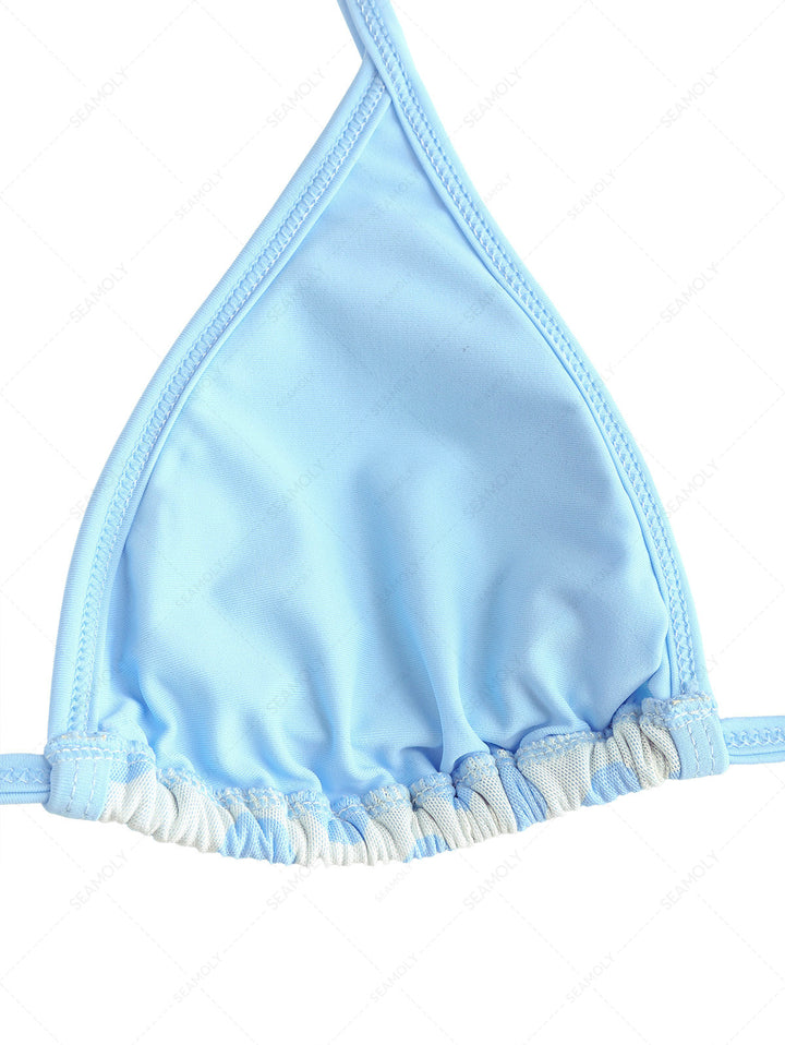 Seamolly Polka Dot Contrast Binding Cutout Tied Cheeky Boyshorts Bikini Set