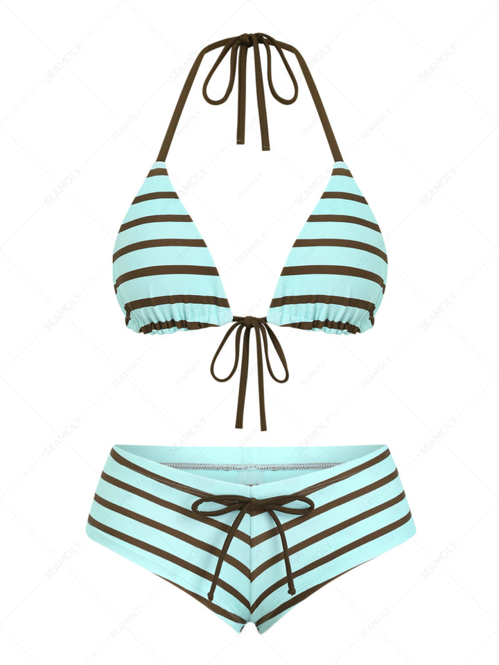 Seamolly Striped Bikini Bottom Cheeky Swim Boyshorts