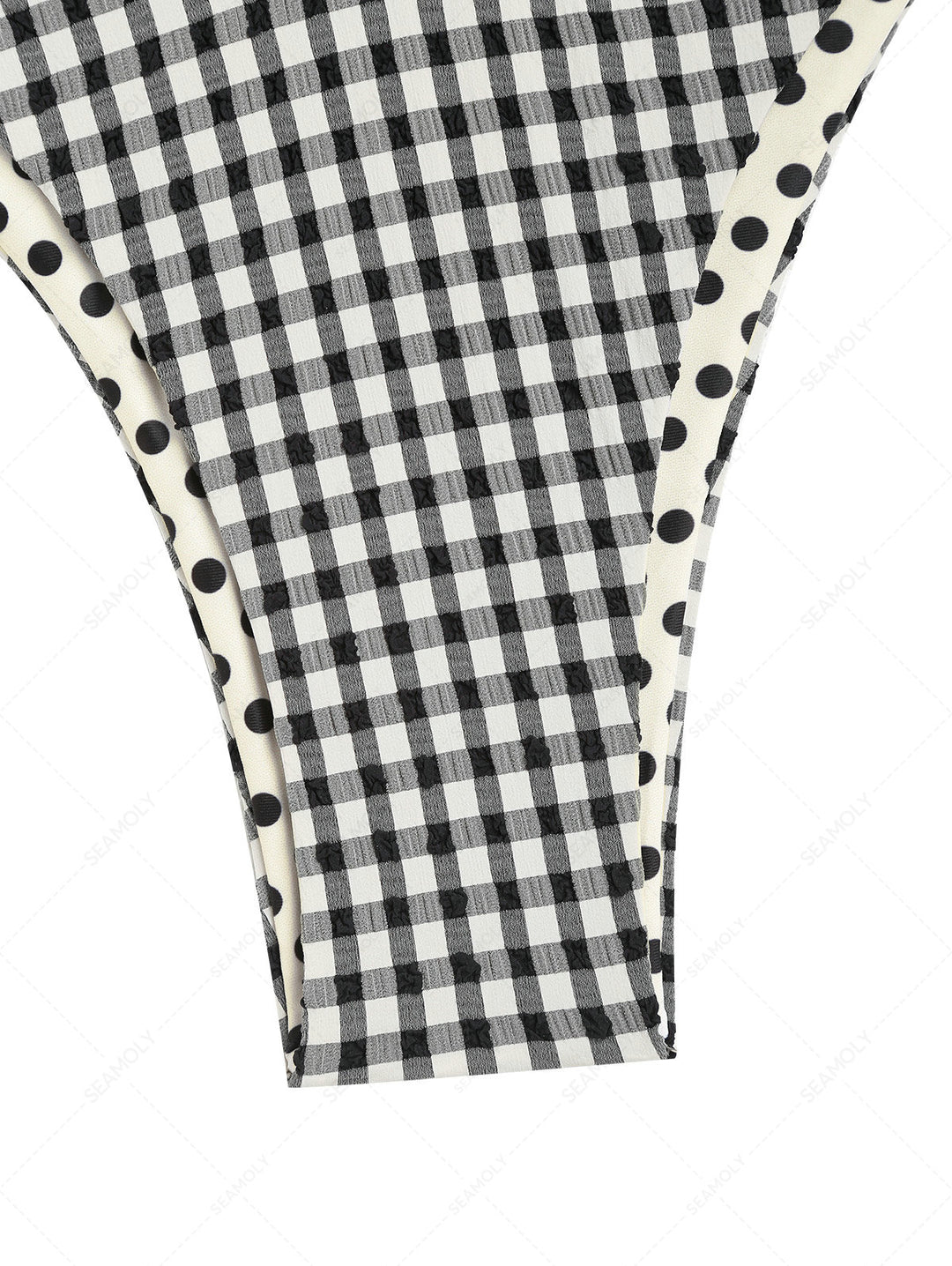 Seamolly Gingham Polka Dot Print O Ring Double Layer Bikini Set