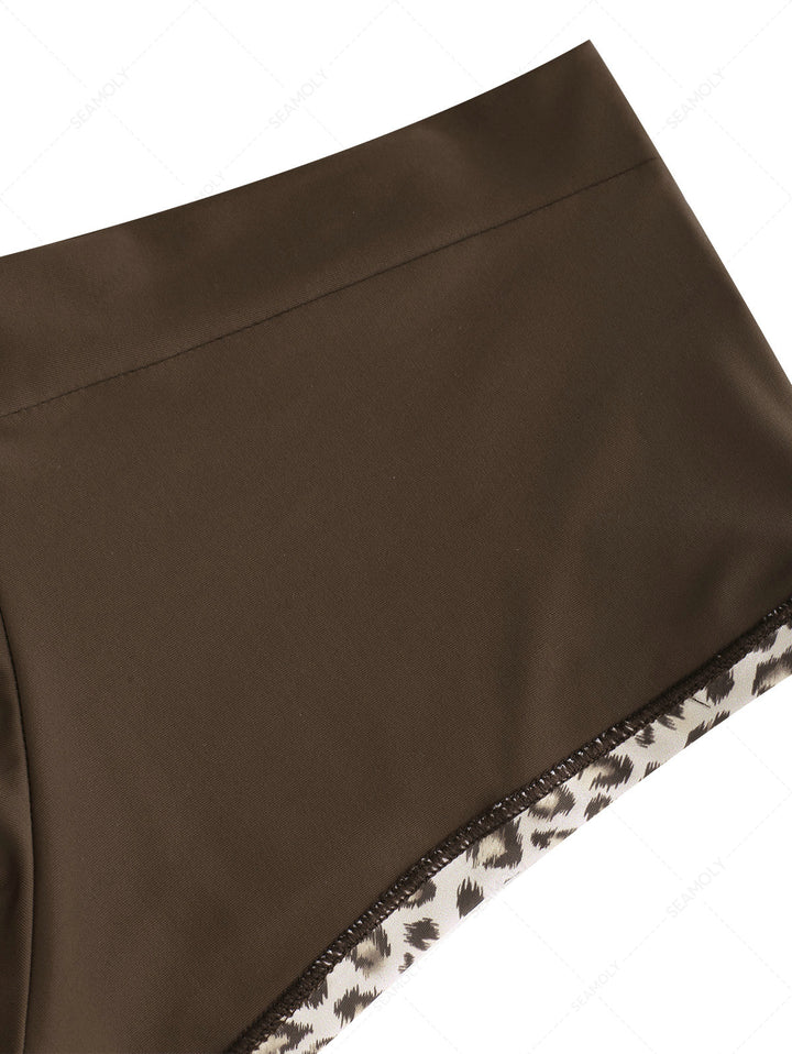 Seamolly Leopard Print Bikini Bottom Cheeky Swim Boyshorts