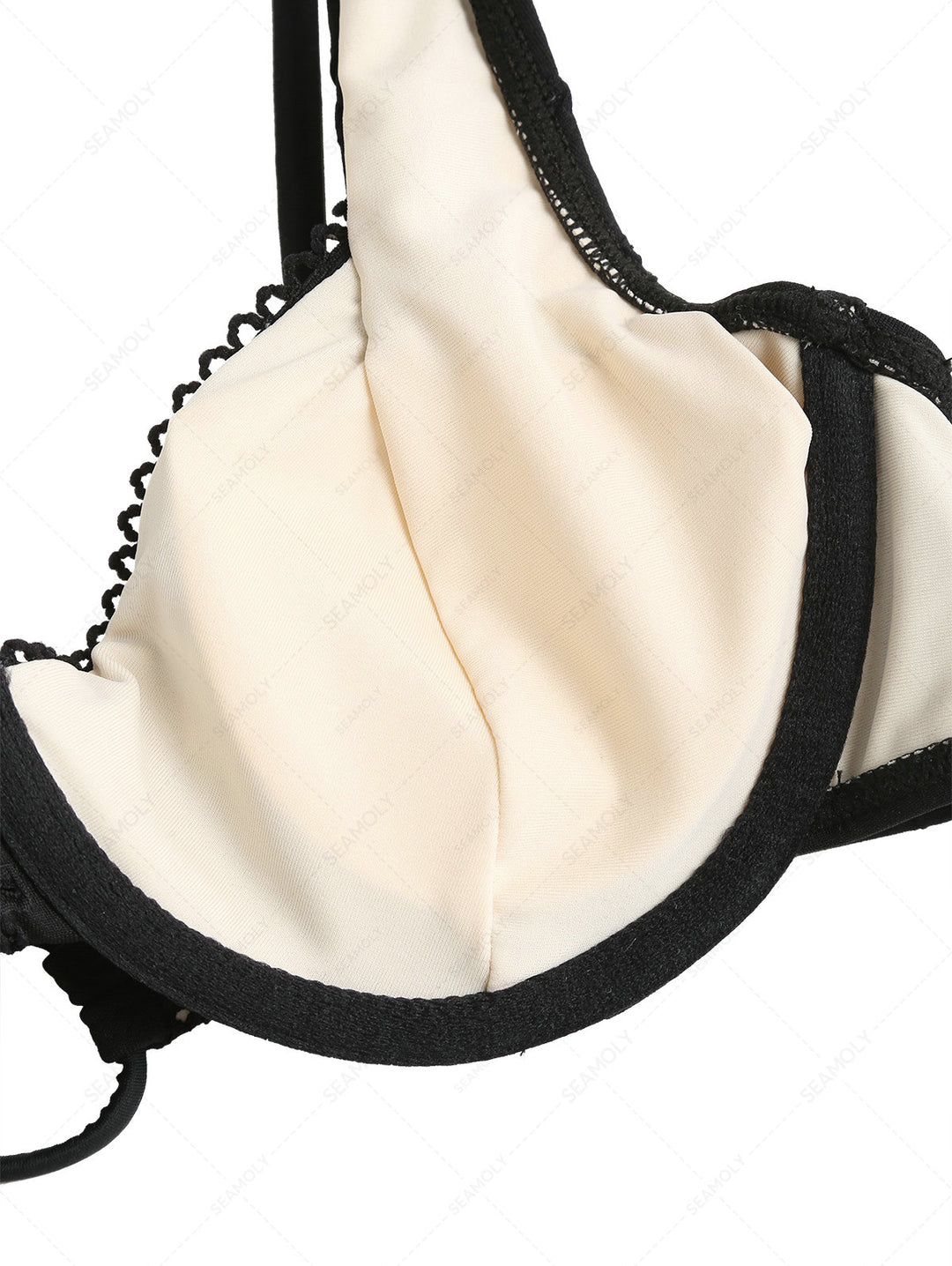 Seamolly Recycled Fabric Eyelet Jacquard Picot Bowknot Underwire Bikini Set
