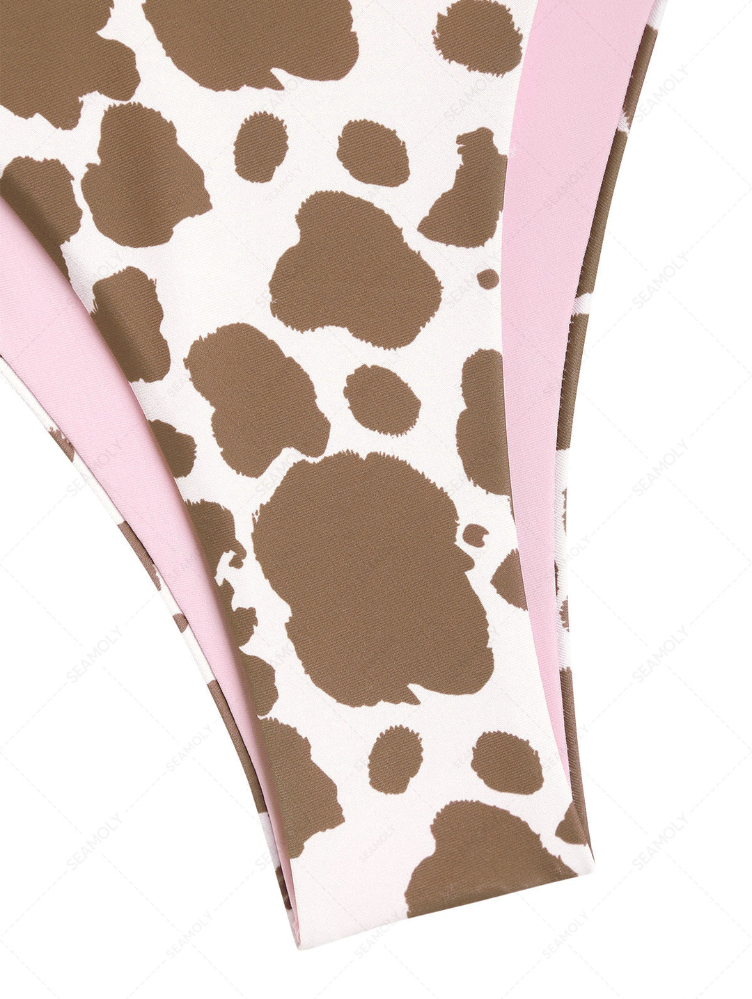 Seamolly Contrast Color Cow Print O Ring Double Layer Bikini Set