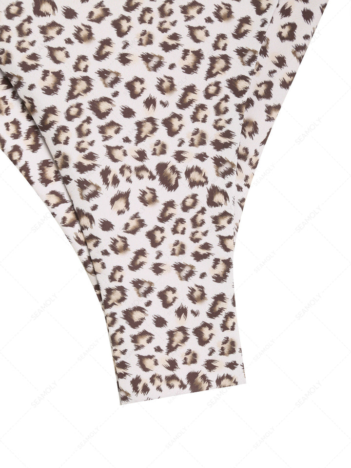 Seamolly 3 Piece Leopard Print Underwire Brazilian Cheeky Boyshort Bikini Set