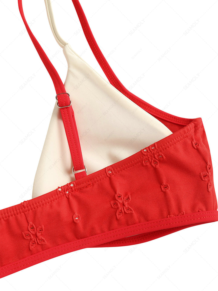 Seamolly 3 Piece Recycled Fabric Jacquard String Double Layer Cheeky Boyshort Bikini Set