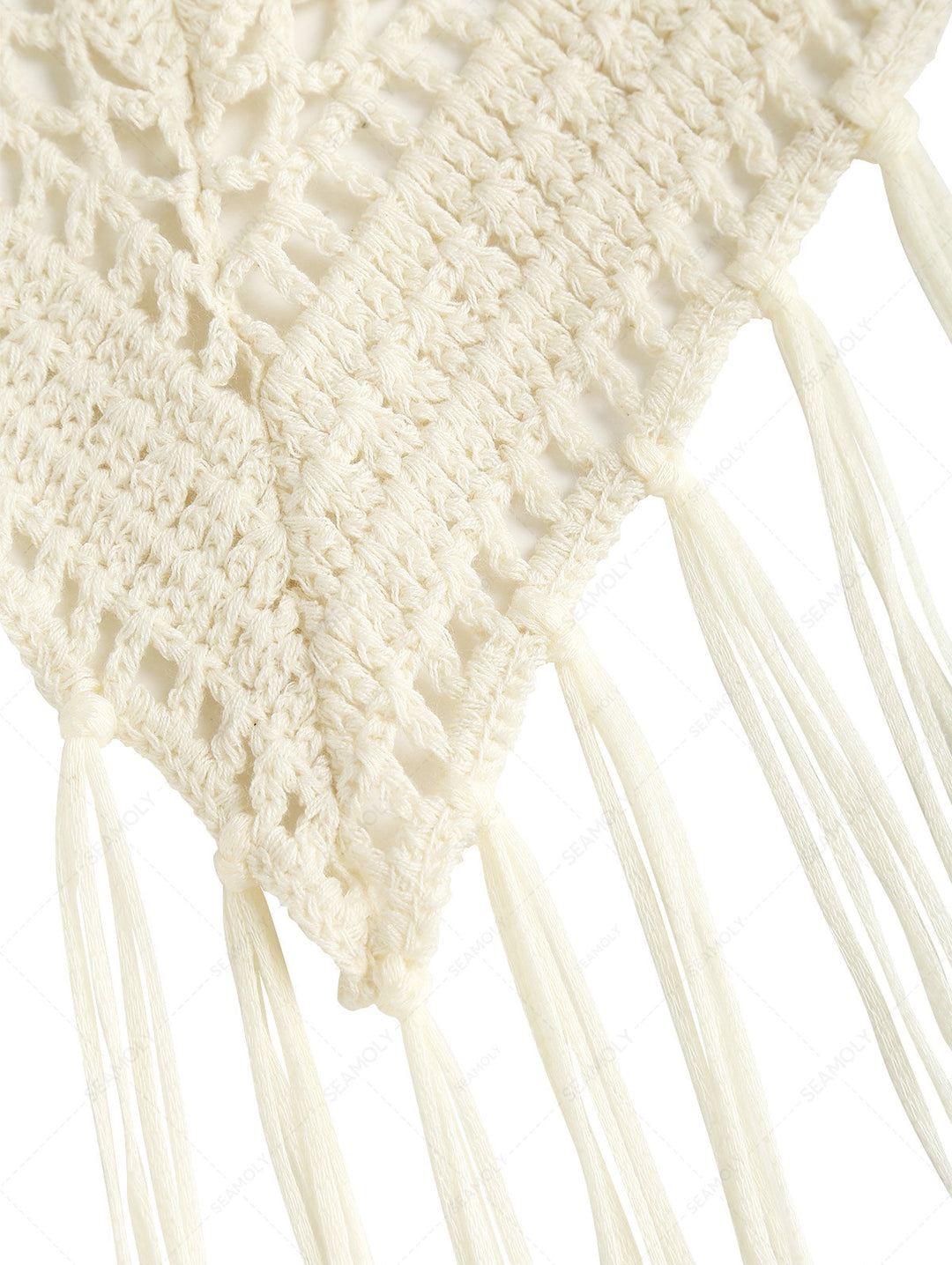 Hollow Out Crochet Fringed Triangle Cover Up Sarong