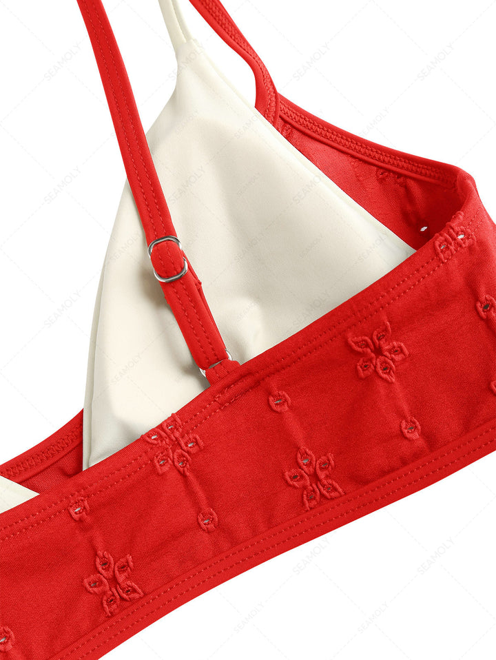 Seamolly Recycled Fabric Jacquard String Double Layer Bikini Set