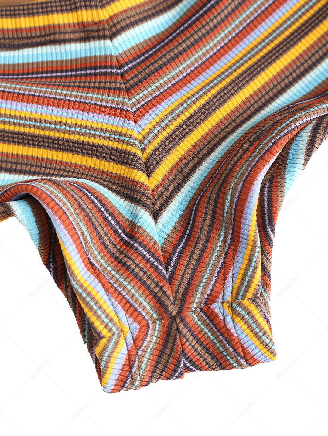 Seamolly Striped Halter Triangle Cheeky Boyshorts Bikini Set