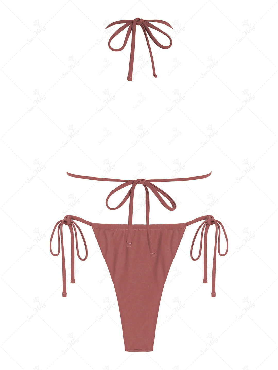 Shell Embellished Tie Side Loincloth String Triangle Bikini Set(US DOMESTIC SHIPPING)