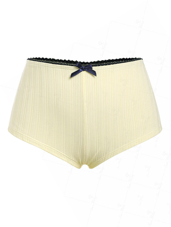 Seamolly Ruffle Detail Ribbed Contrast Binding Bow Knotted Decor Beach Swim Bottom