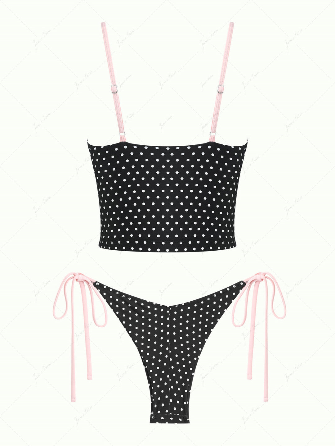 Vintage Black Polka Dot Lace Bowknot Tank Top & Cheeky Brazilian Bottom Tankini Set