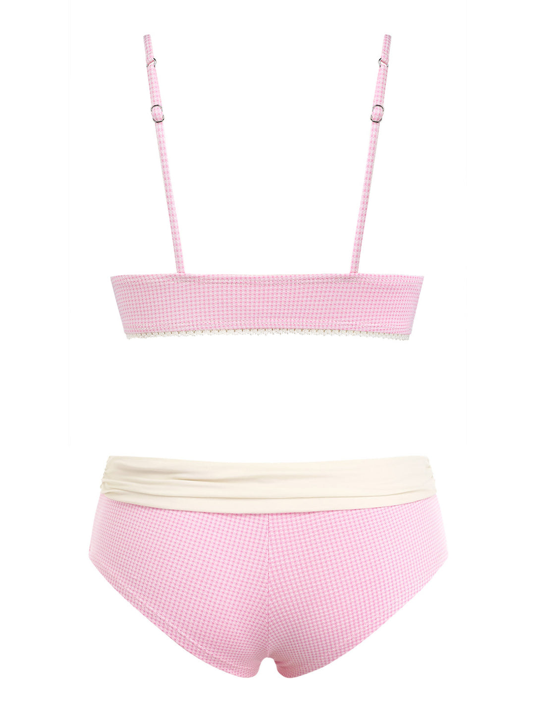 Seamolly Knitted Plaid Lace Bowknot Foldover Cheeky Boyshorts Bikini Set