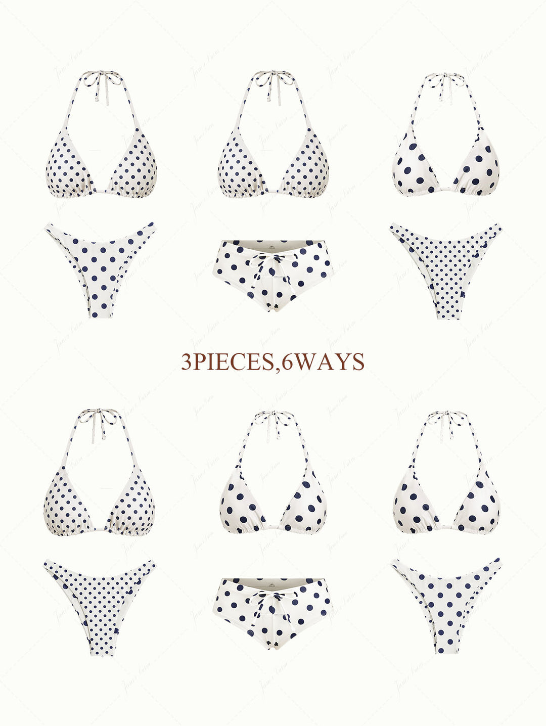 Cadetblue Vintage Polka Dot Low Rise Bikini Bottom Cheeky Swim Boyshorts