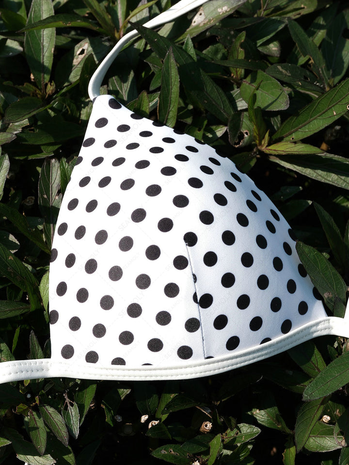 Seamolly Polka Dot Print Hard Cups Support Halter Triangle Bikini Set