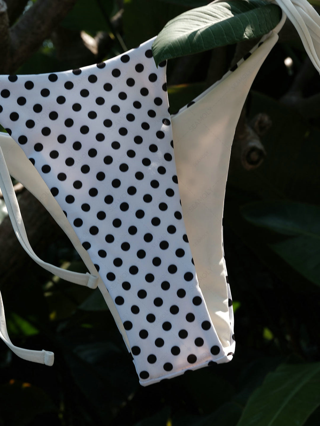 Seamolly Polka Dot Print Hard Cups Support Halter Triangle Bikini Set