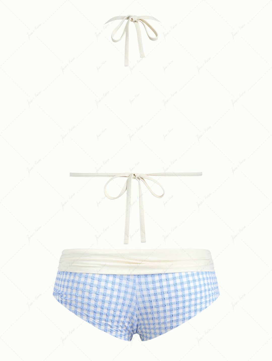 Light Blue Bubble Grid Textured Push Up Top & Cheeky Boyshorts Bikini Set