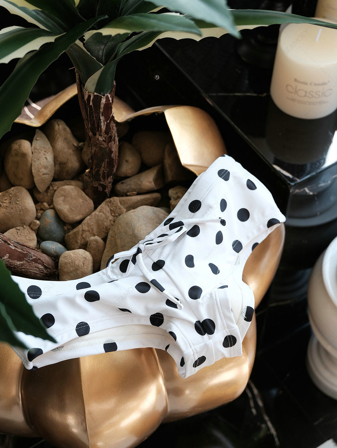 Seamolly Polka Dot Print Bowknot Swim Bottom Bikini Boyshorts