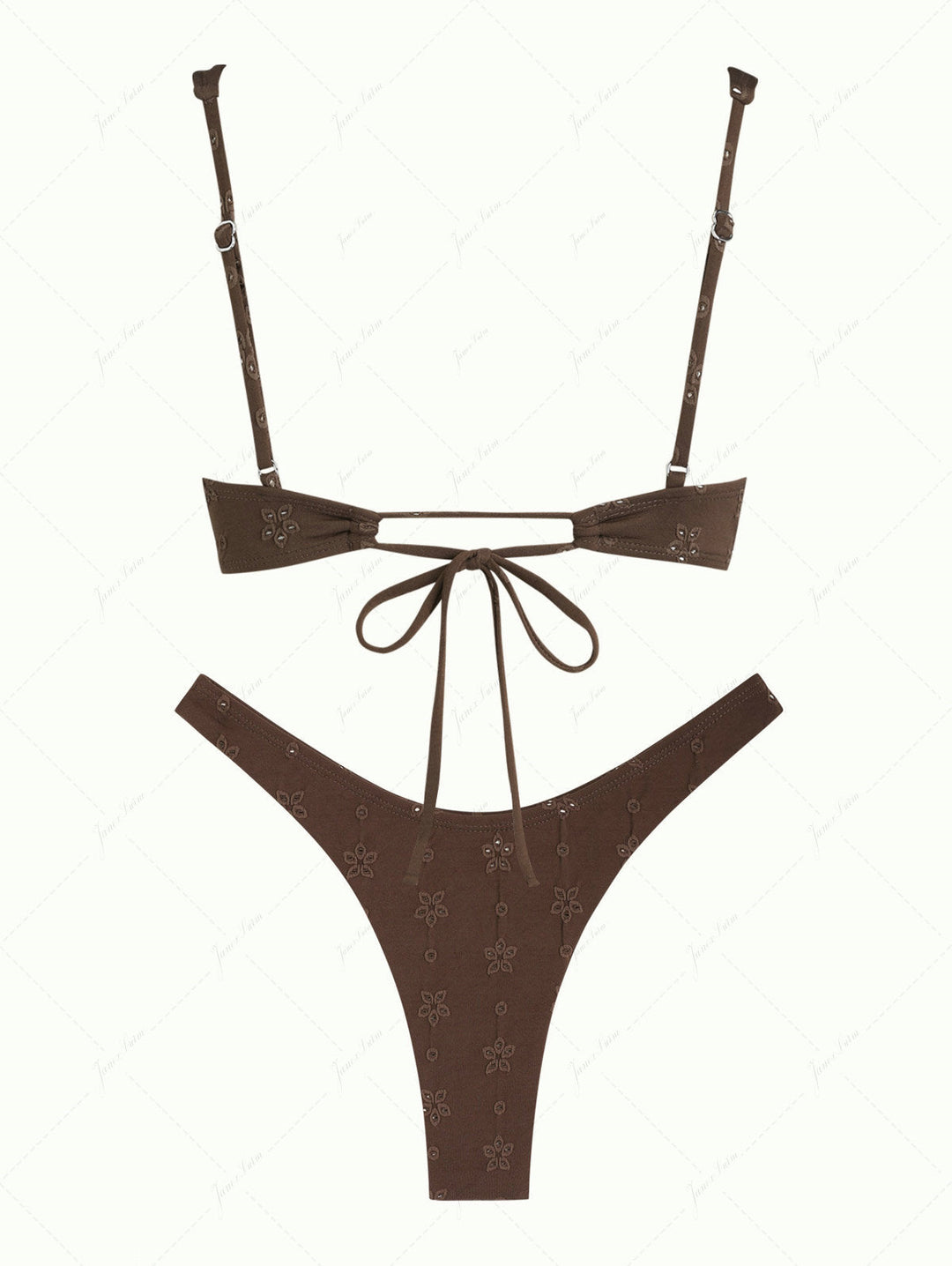 Janex Deep Coffee Recycled Fabric Eyelet Jacquard Underwire Bikini Set