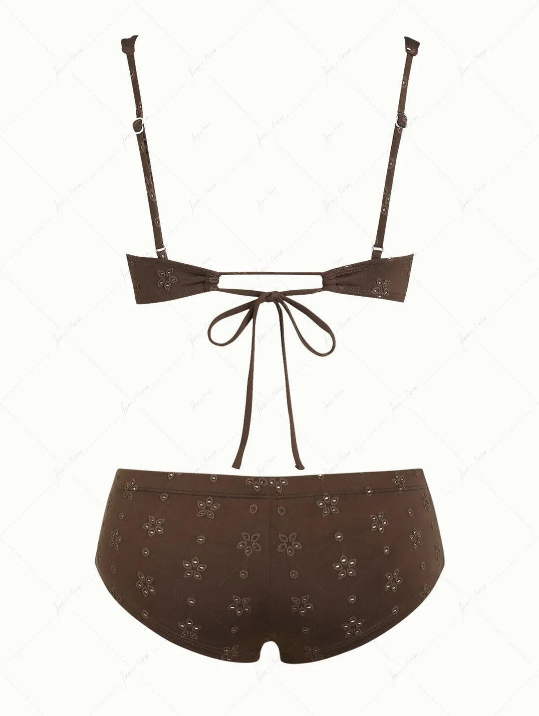 Deep Coffee Recycled Fabric Jacquard Underwire Cheeky Boyshorts Bikini Set