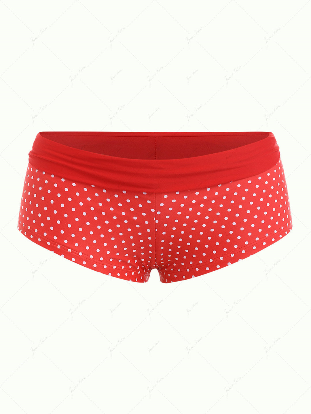 Red Polka Dot Print Two-way Bikini Bottom Cheeky Swim Boyshorts
