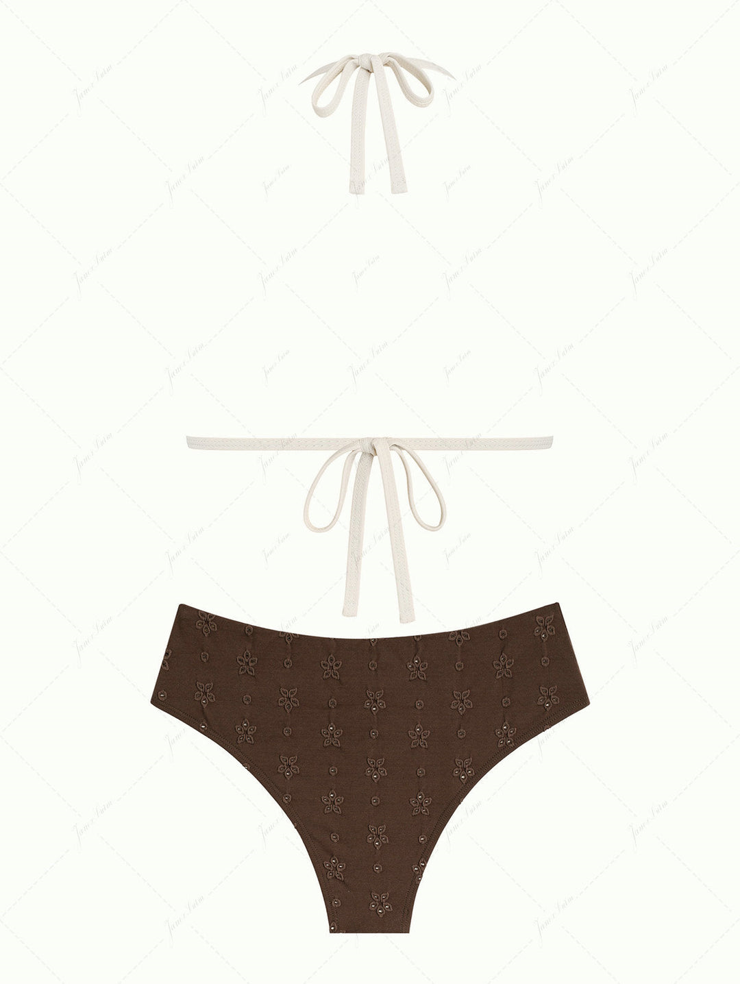 Deep Coffee Recycled Fabric Eyelet Jacquard Push Up Bikini Set