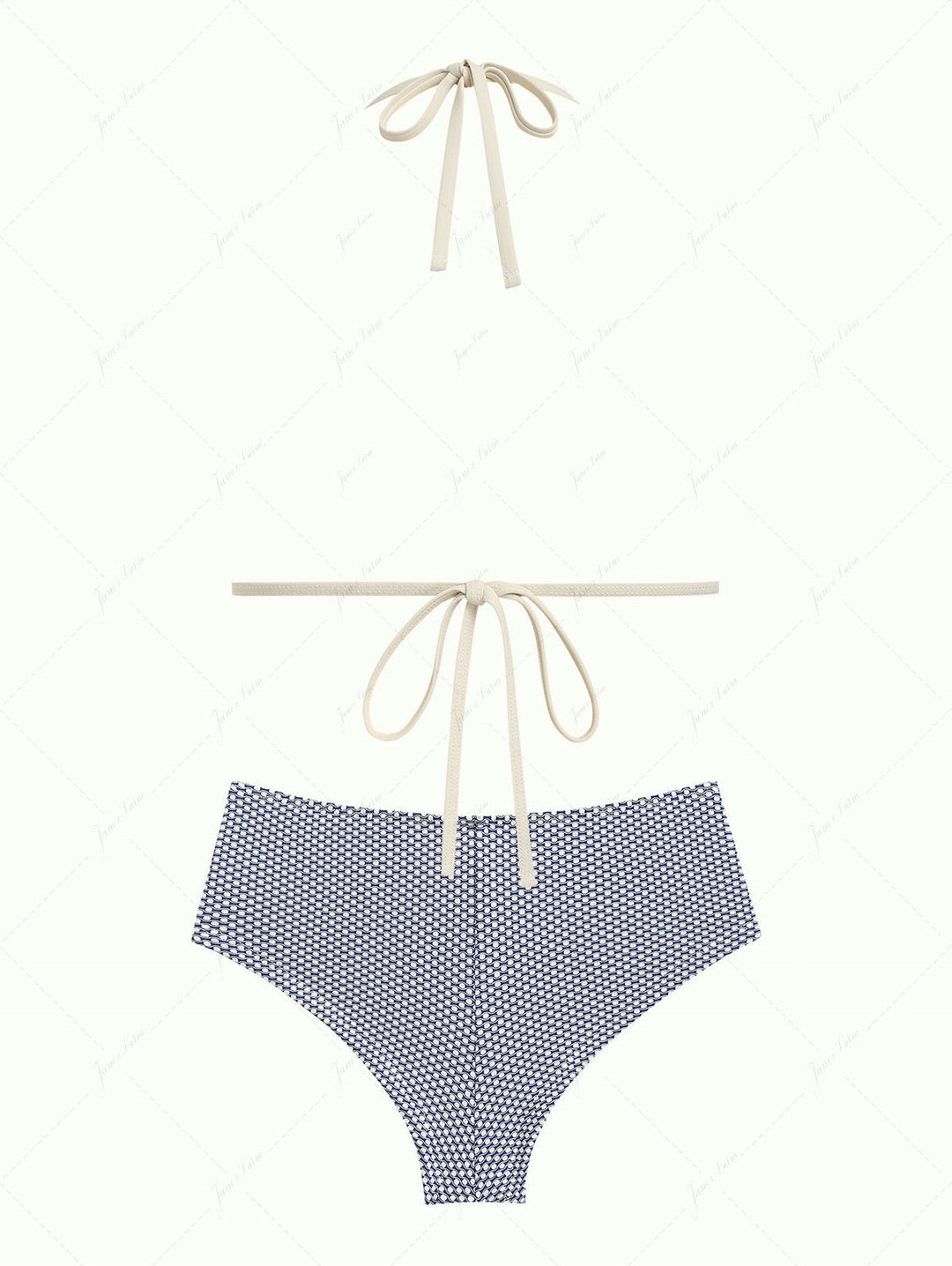 Deep Blue Polka Dot Print Triangle Push Up Top & Cheeky Boyshort Bikini Set
