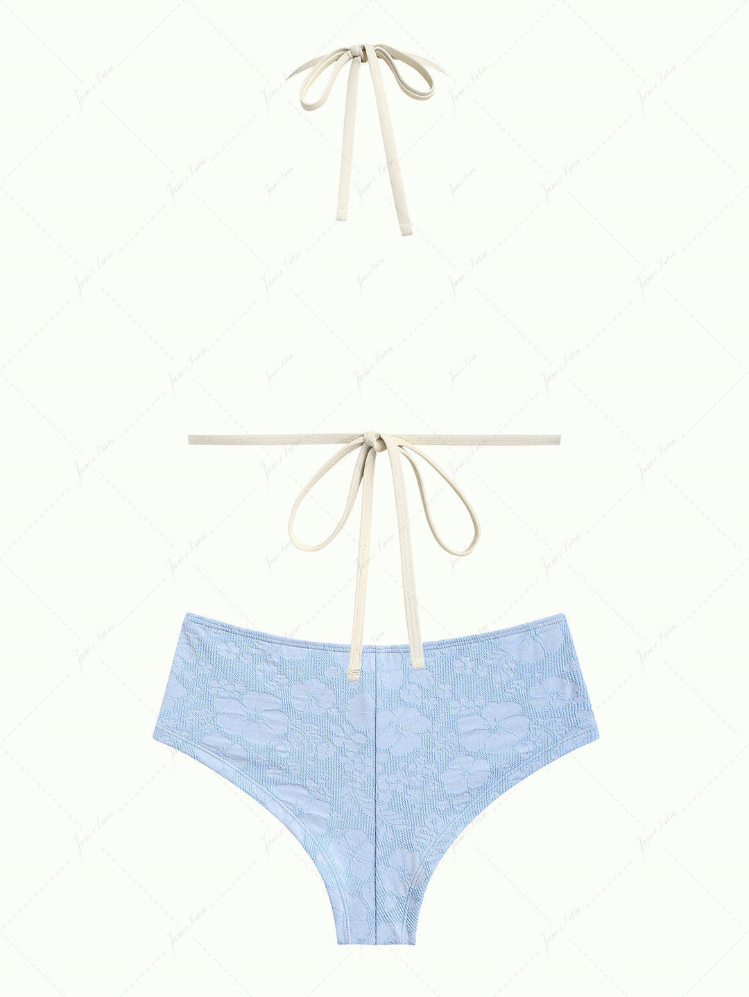 Light Blue Recycled Fabric Jacquard Triangle Push Up Bikini Set
