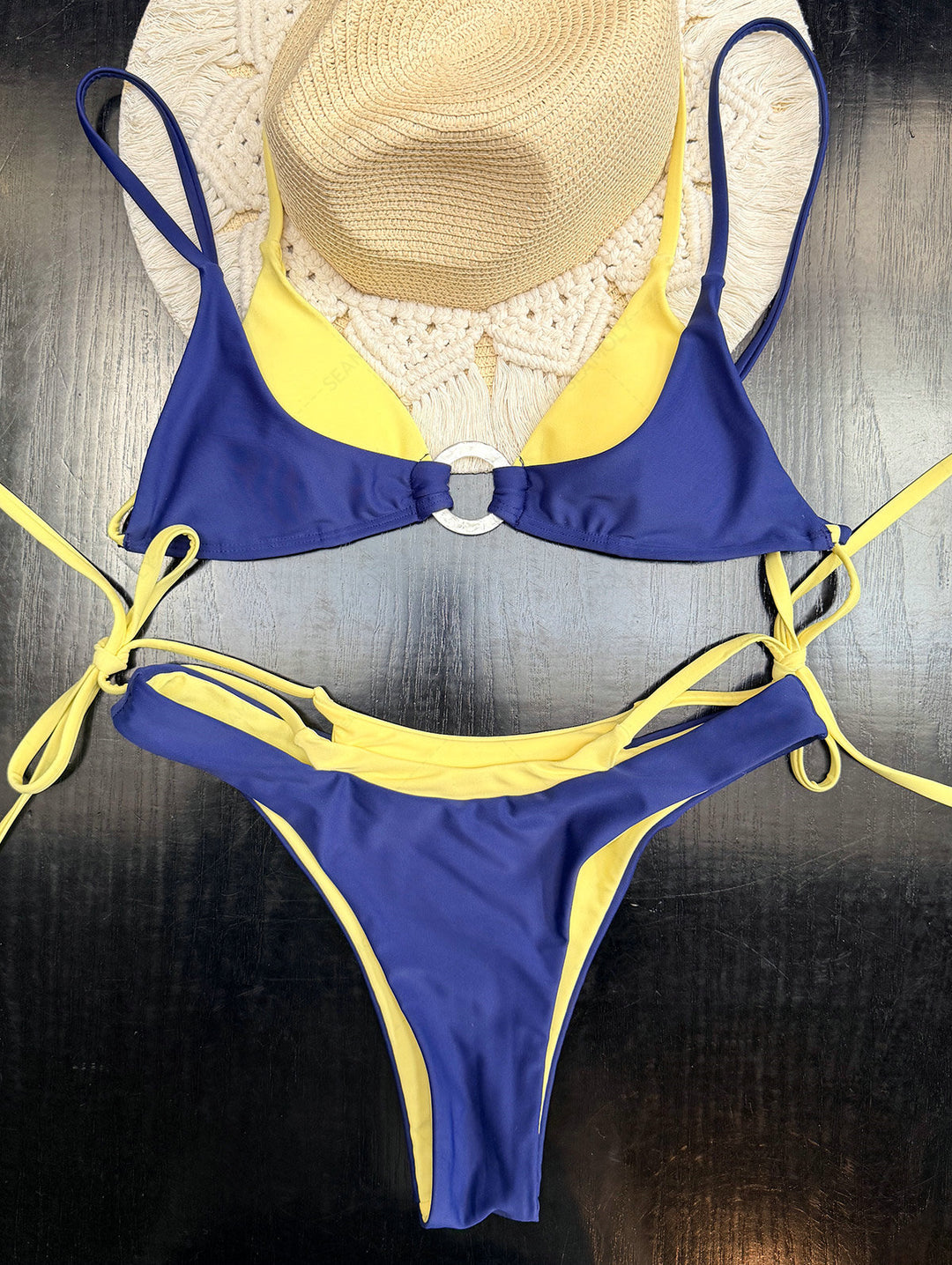 Seamolly Colorblock Two Tone O Ring Double Layer 2 In 1 Bikini Set