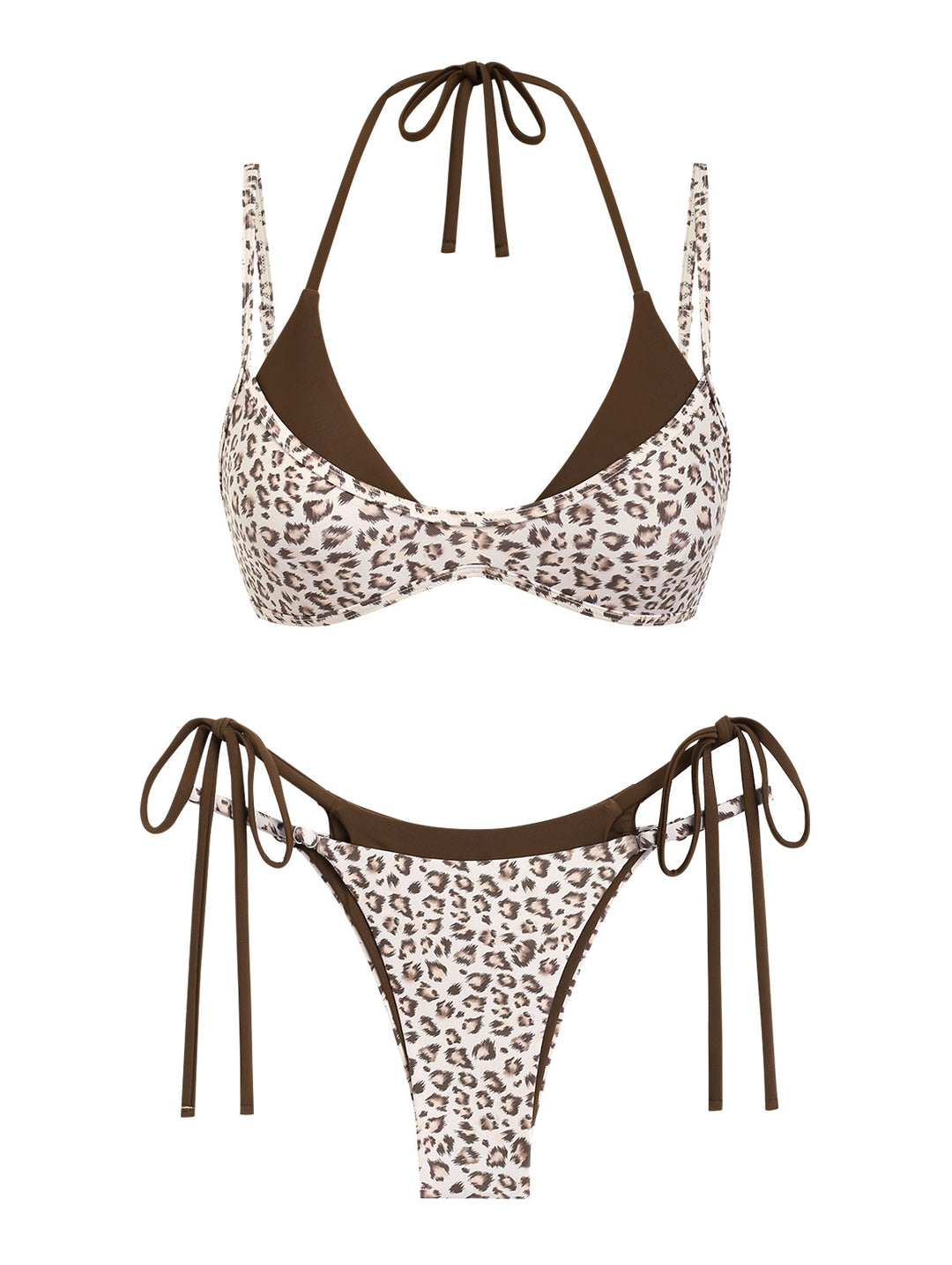 Seamolly Leopard Print Tie Side Double Layer Bikini Set