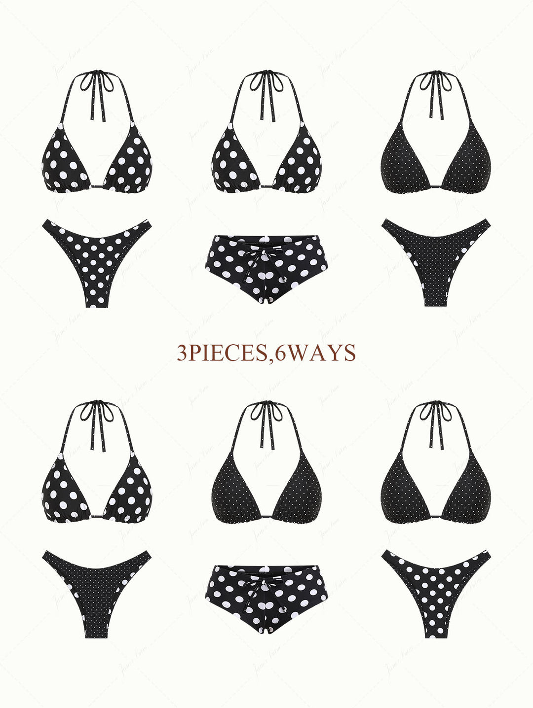 Black Polka Dot Print Bowknot Bikini Bottom Cheeky Swim Boyshorts