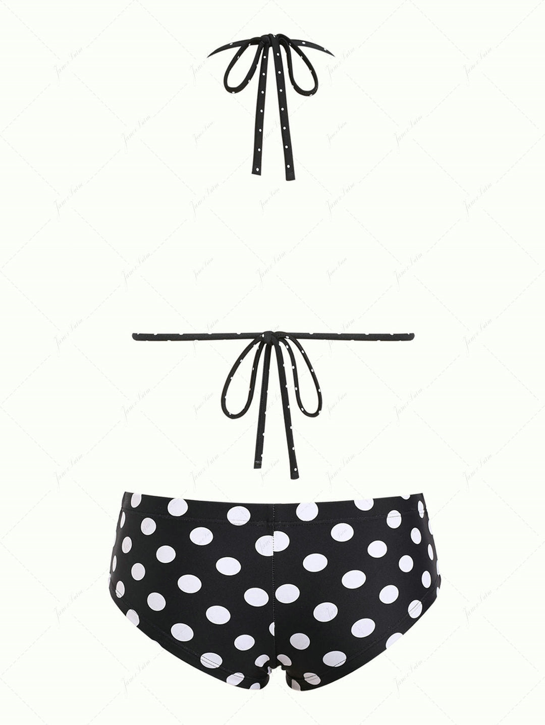 Black Polka Dot Reversible Triangle Top & Cheeky Boyshort Bikini Set