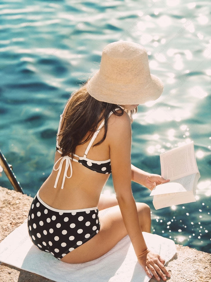 Seamolly Polka Dot Print Tank Style Cheeky Boyshorts Bikini Set
