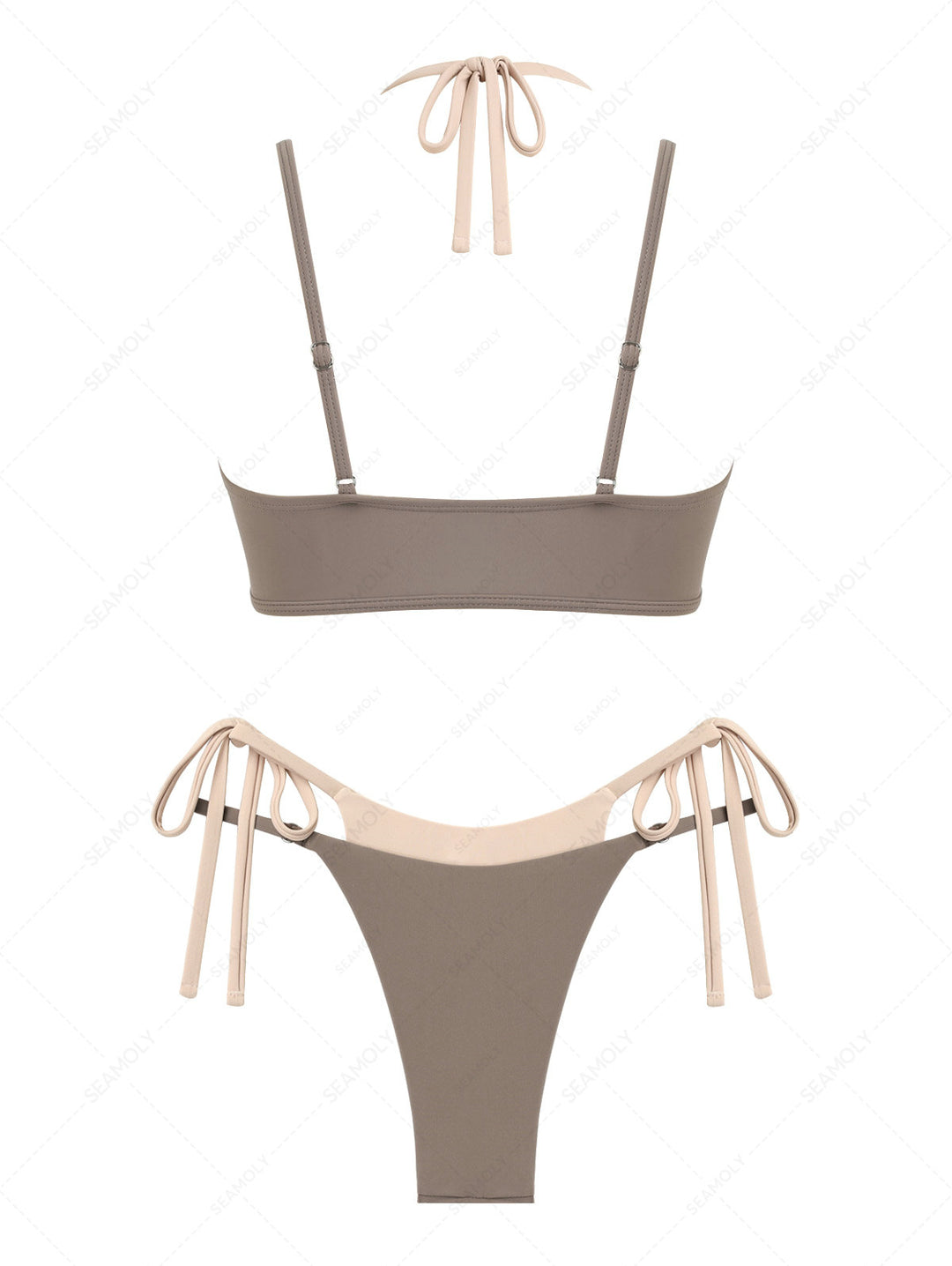 Seamolly Colorblock Two Tone Tie Side Double Layer Bikini Set