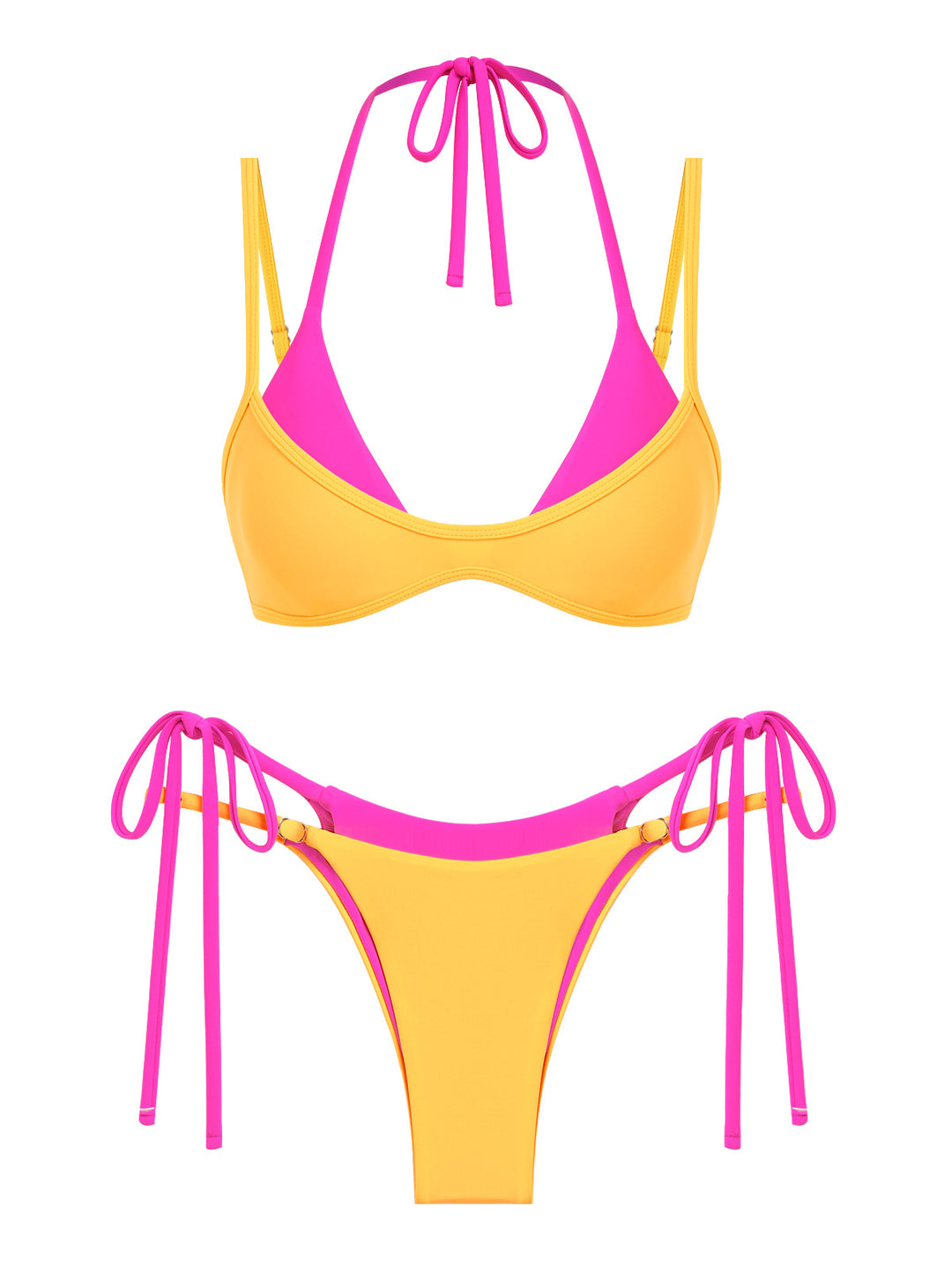 Seamolly Colorblock Two Tone String Double Layer Bikini Set