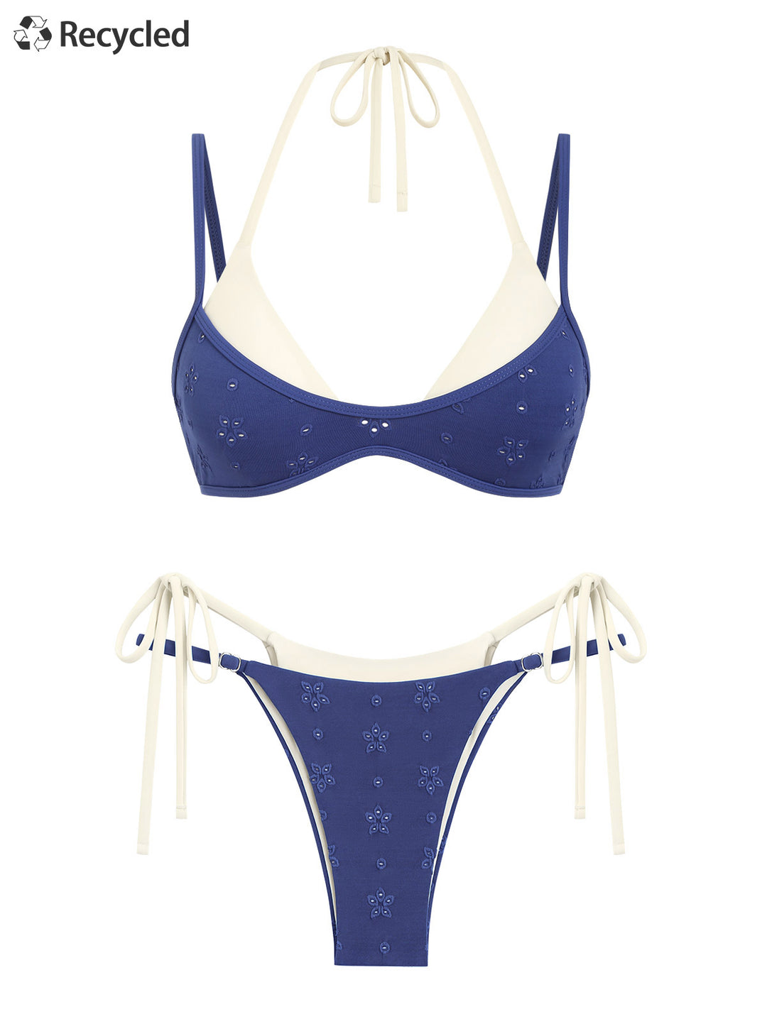 Seamolly Recycled Fabric Jacquard String Double Layer Bikini Set