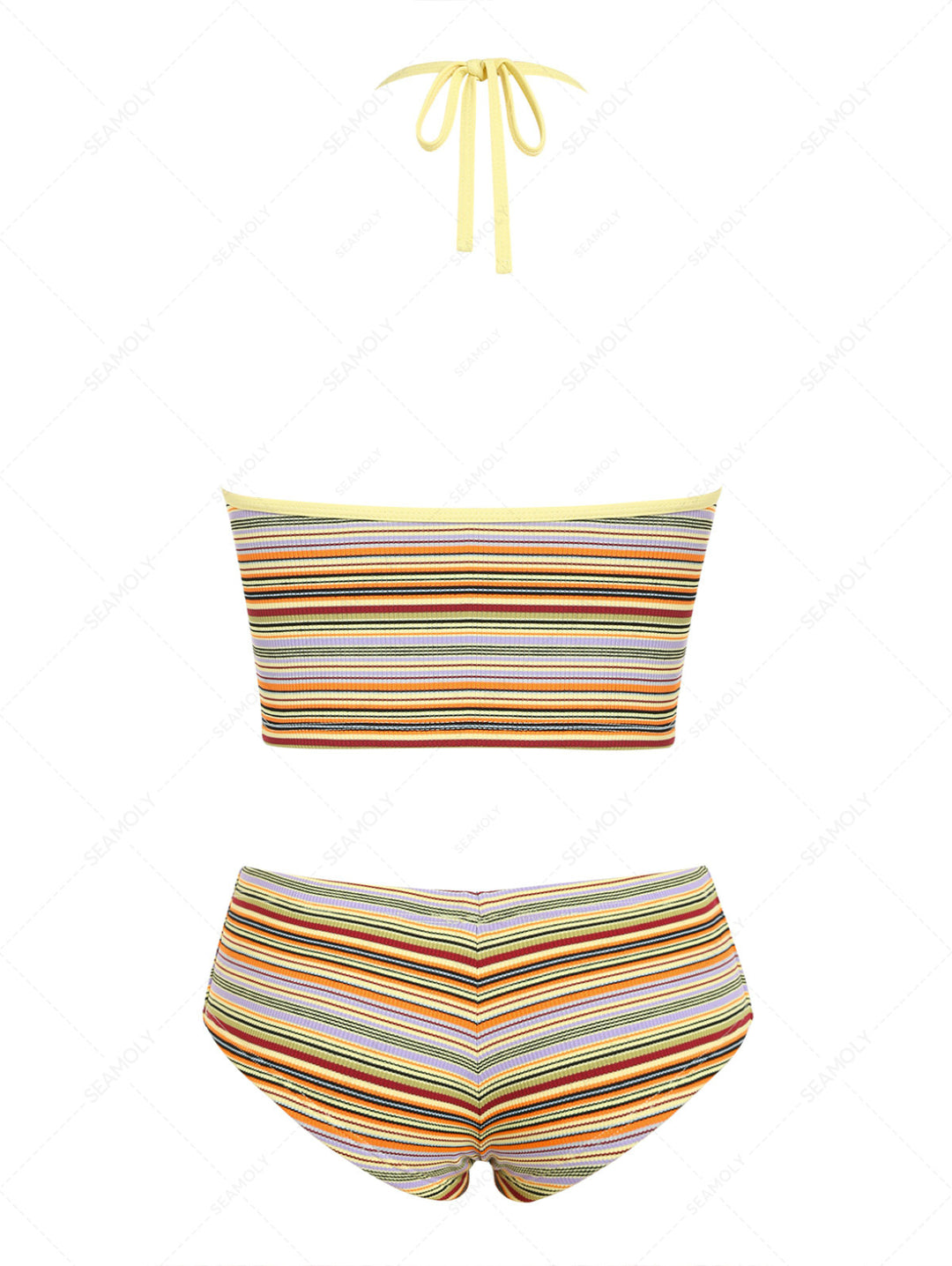 Seamolly Contrast Piping Striped Cheeky Boyshorts Tankini Set