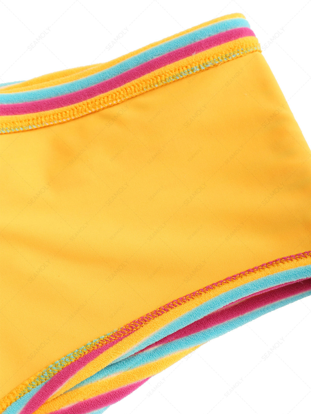Seamolly Toweling Terry Cloth Striped Contrast Binding Cheeky Boyshorts Bikini Set