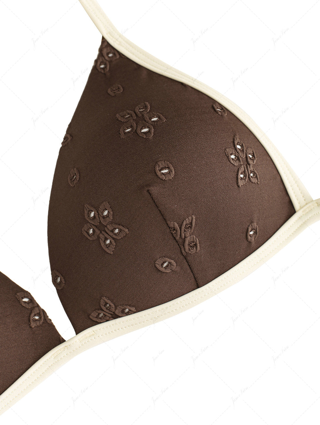 Deep Coffee Recycled Fabric Eyelet Jacquard Push Up Top & Cheeky Boyshorts Bikini Set