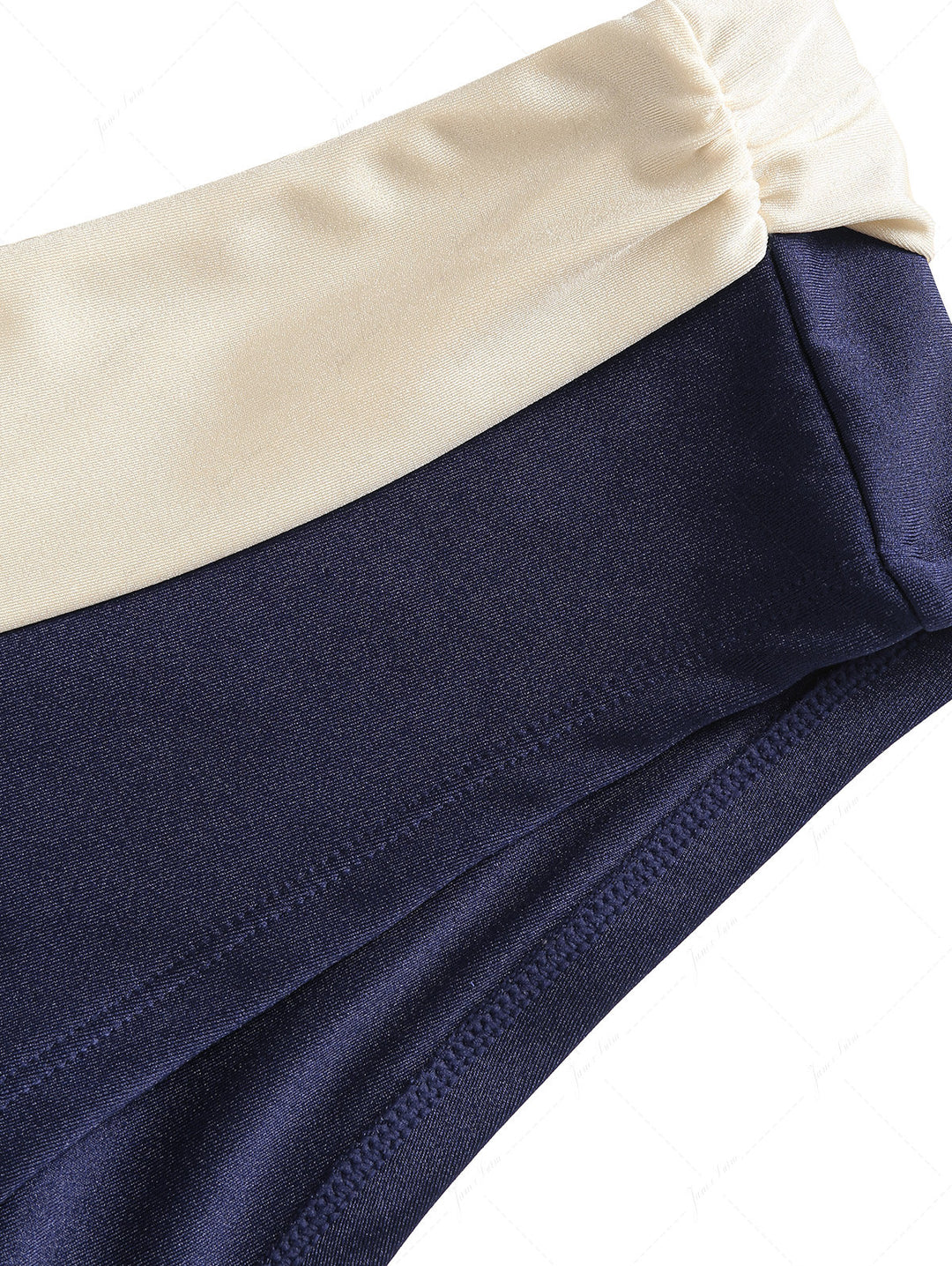 Deep Blue Contrast Binding Triangle Push Up Cheeky Boyshorts Bikini Set