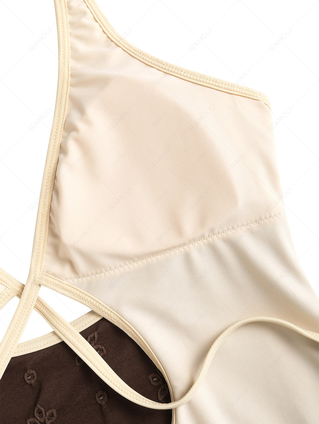 Seamolly Recycled Fabric Jacquard Tie Around Deep V Neck One-piece Swimsuit