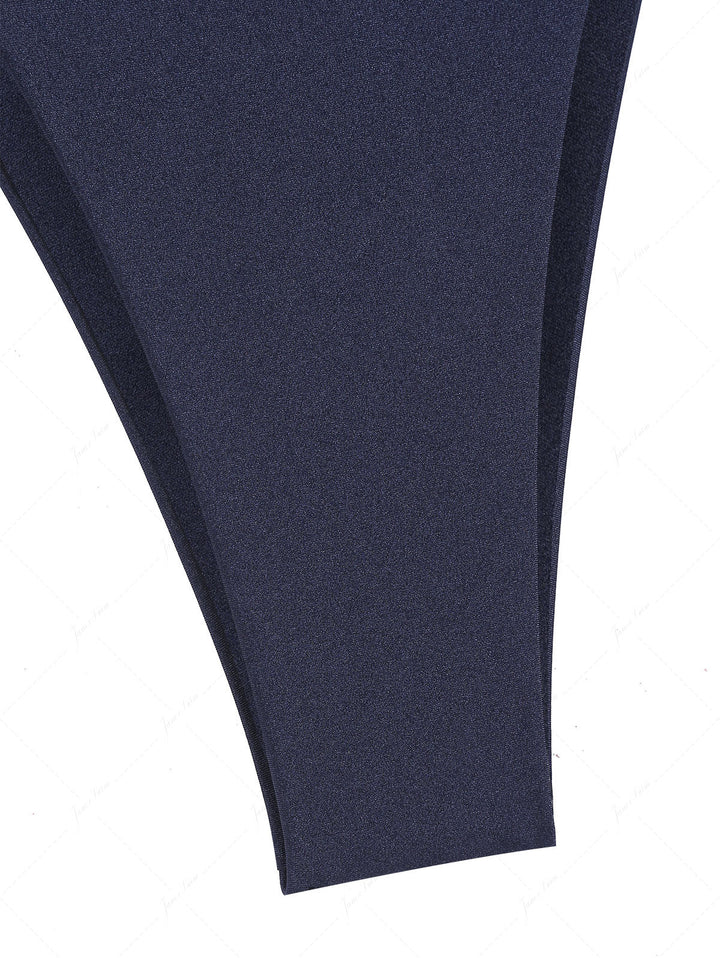 Navy Blue Contrast Color Cheeky Bikini Bottom