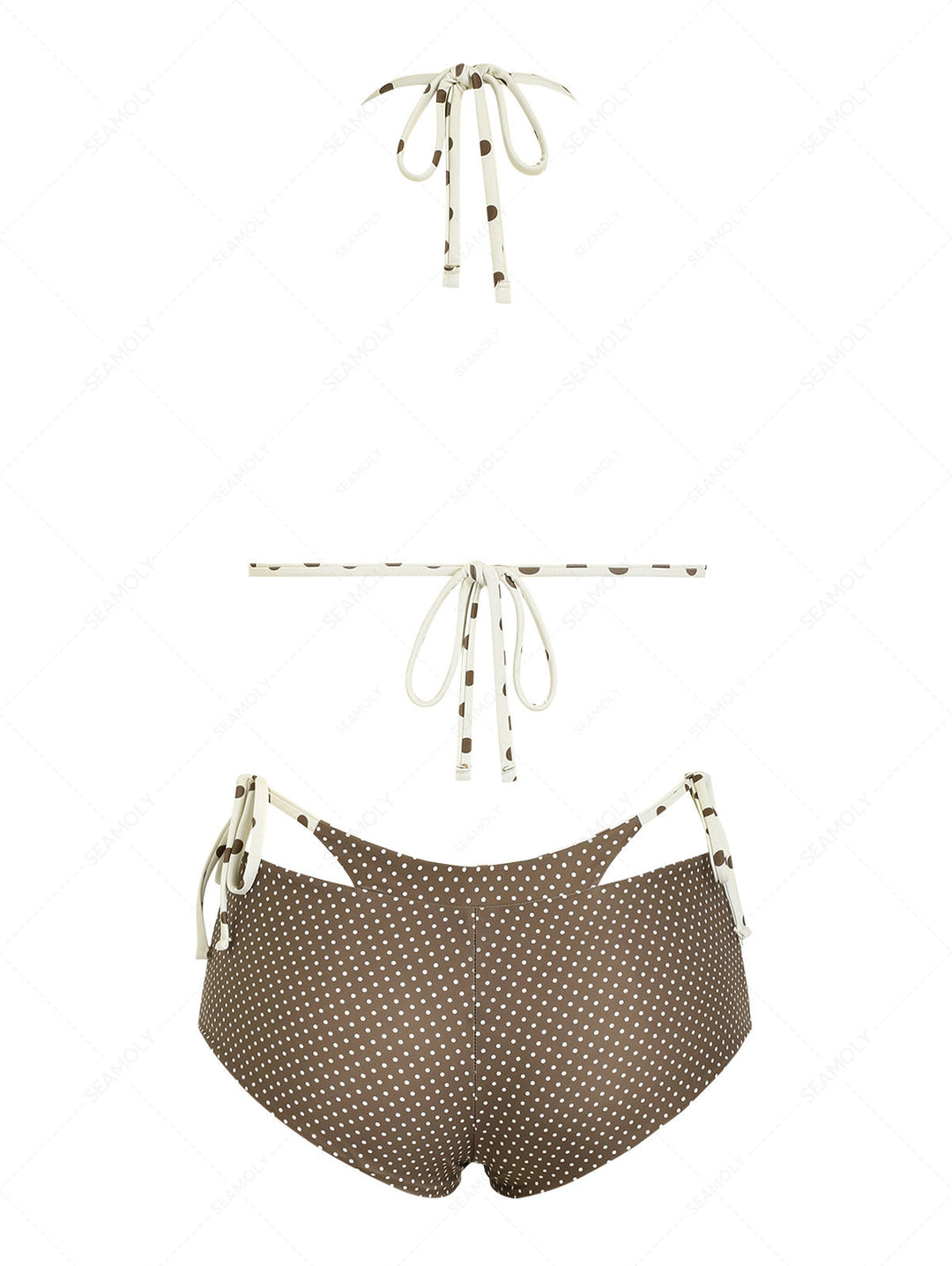 Seamolly Polka Dot Triangle Top & Double Layer Cheeky Boyshorts Reversible Bikini Set