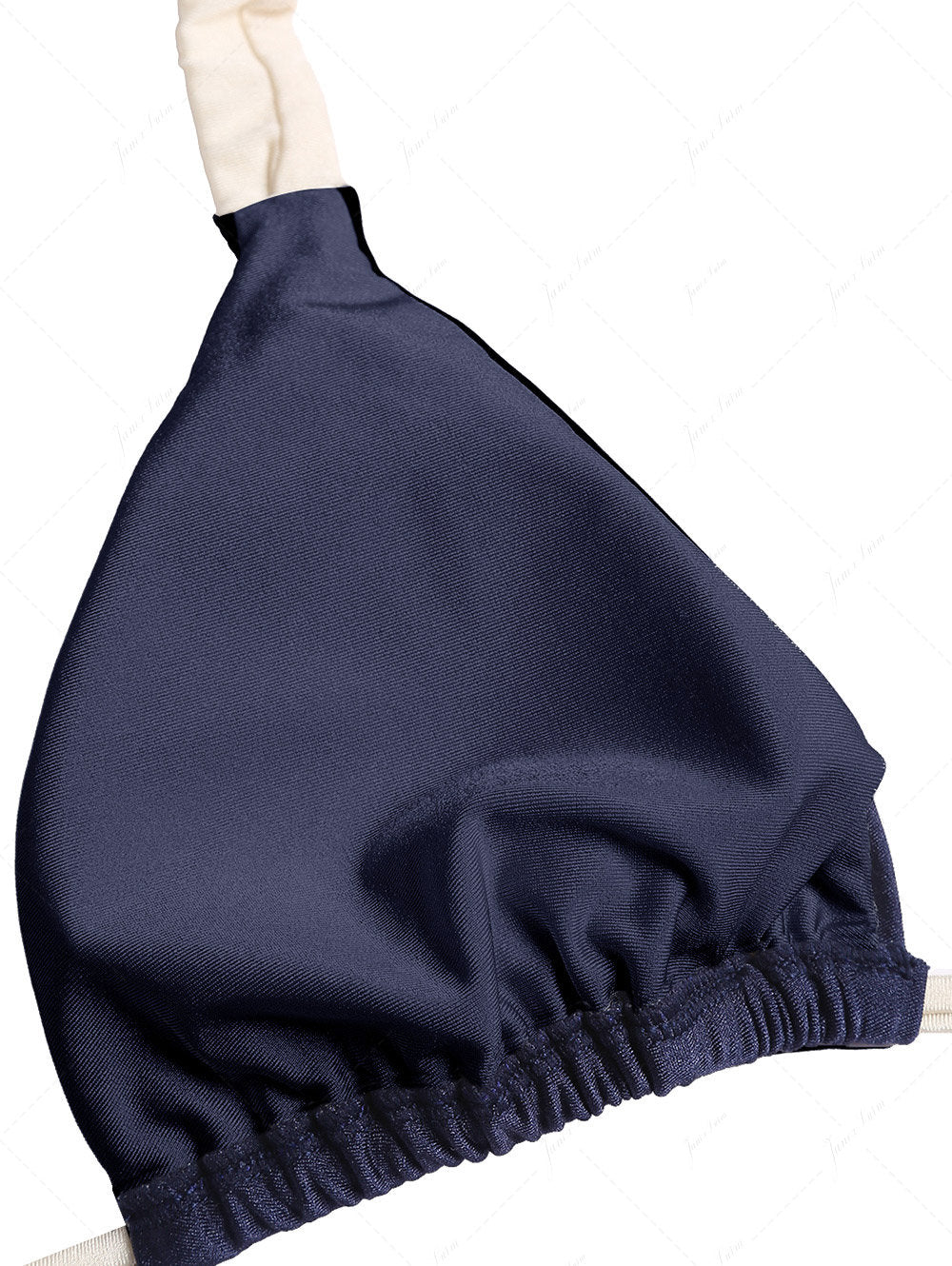 Navy Blue Contrast Color Triangle Bikini Top