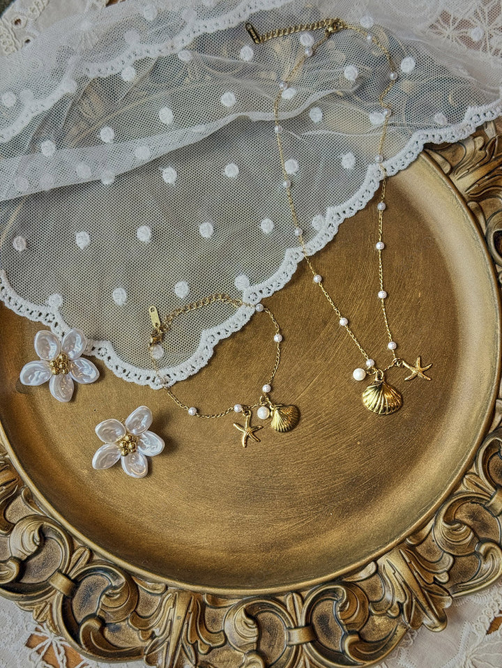 Stainless Steel Faux Pearls Pendant Jewelry