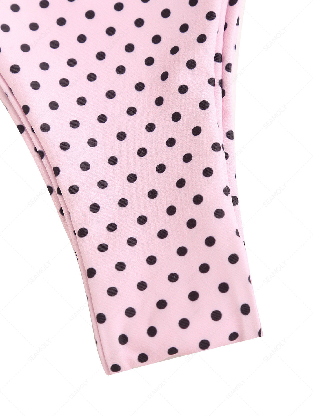 Seamolly 3 Piece Polka Dot Print O Ring Double Layer Cheeky Boyshort Bikini Set