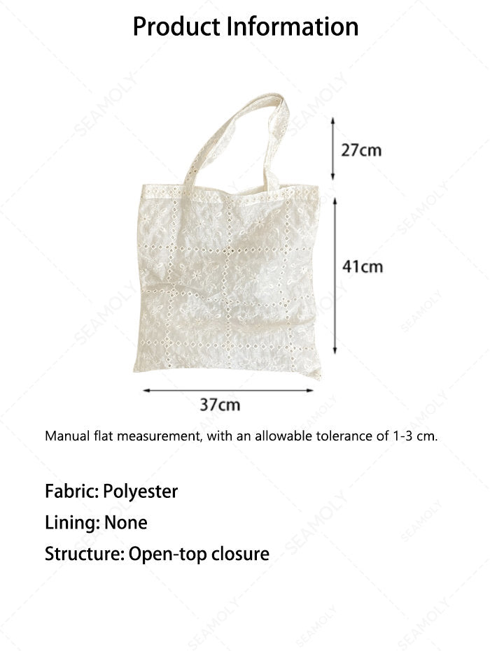 French Checkered Eyelet Floral Embroidery Shoulder Bag