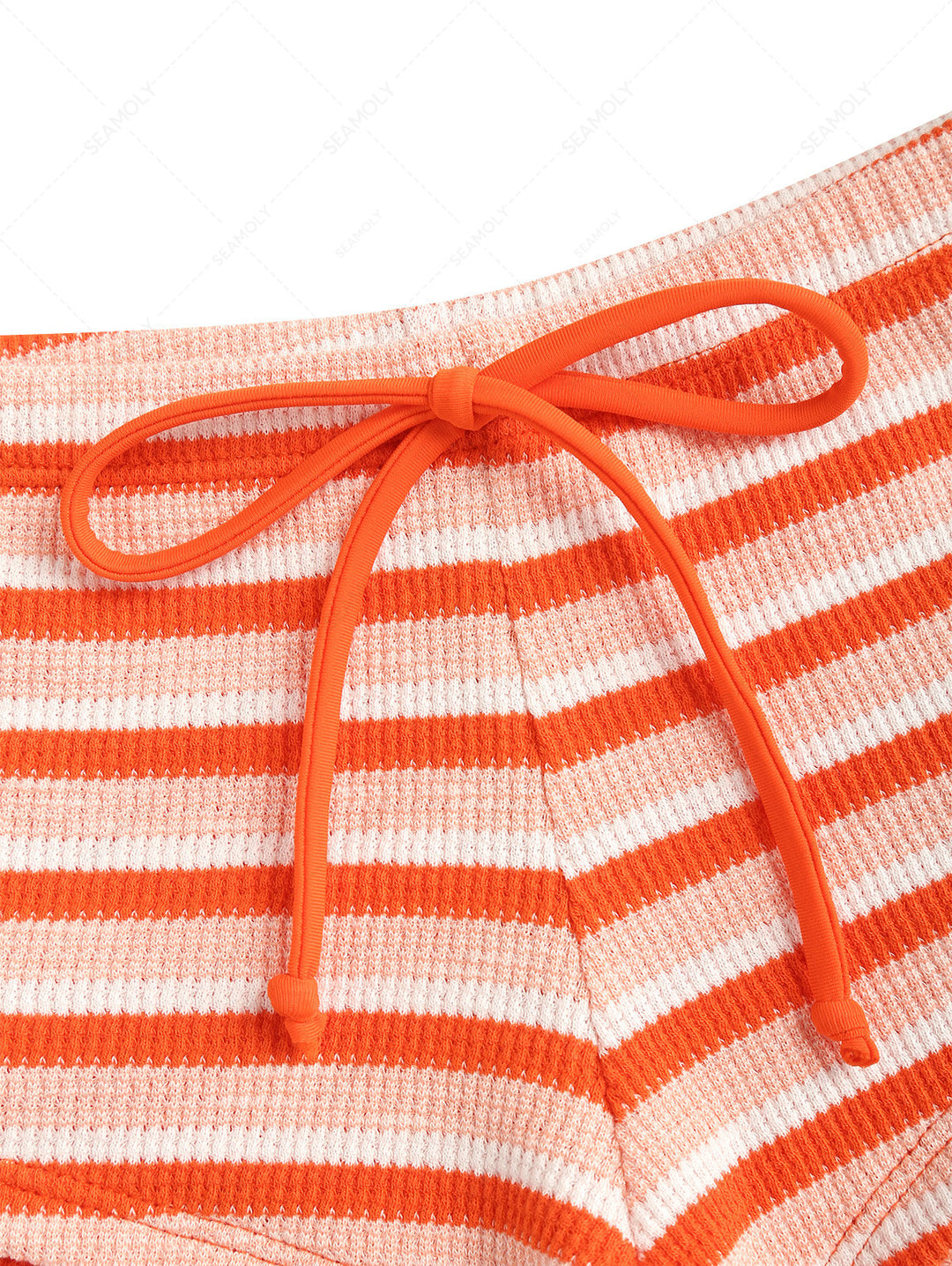 Seamolly Striped Contrast Binding Triangle Cheeky Boyshorts Bikini Set