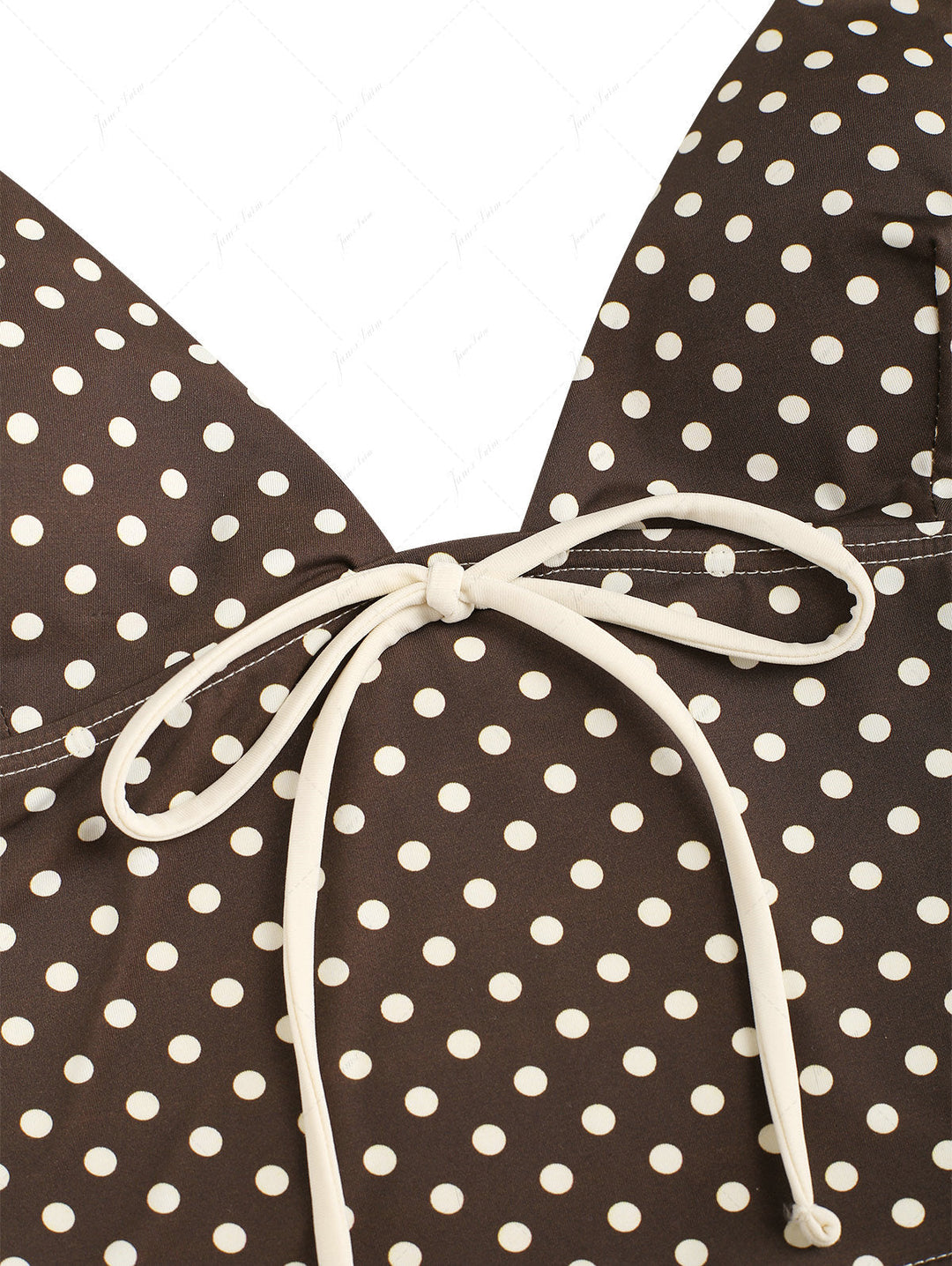 Deep Coffee Polka Dot Bowknot Cami Tank Top & Cheeky Brazilian Bottom Tankini Set