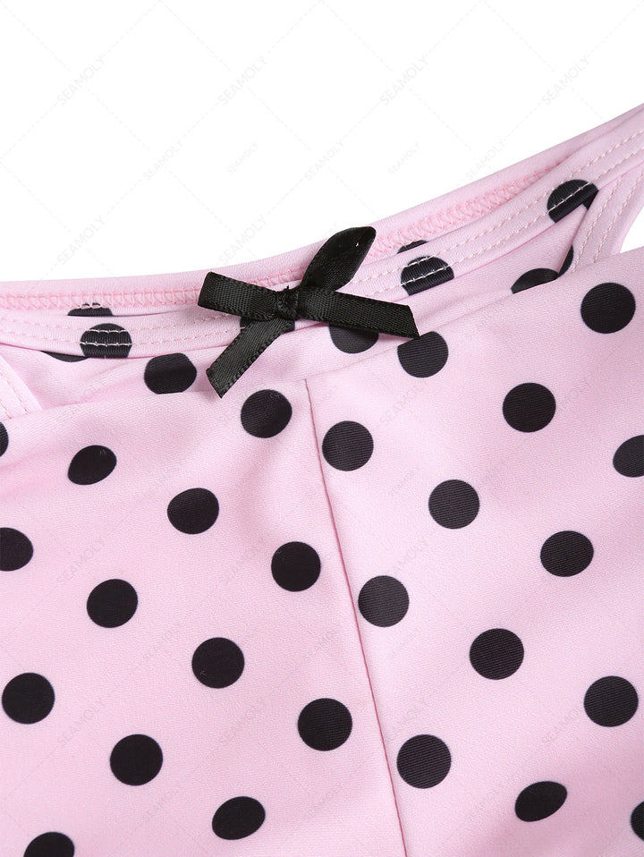 Seamolly Polka Dot Triangle Top & Double Layer Cheeky Boyshorts Bikini Set