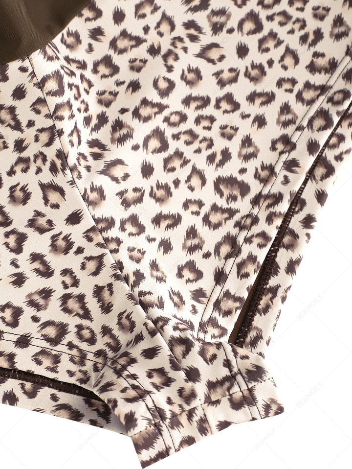 Seamolly 3 piece Leopard Print Double Layer Cheeky Boyshort Bikini Set