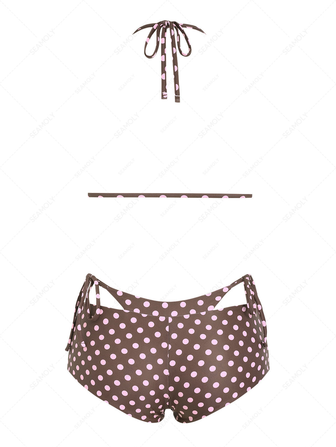 Seamolly Polka Dot Triangle Top & Double Layer Cheeky Boyshorts Reversible Bikini Set